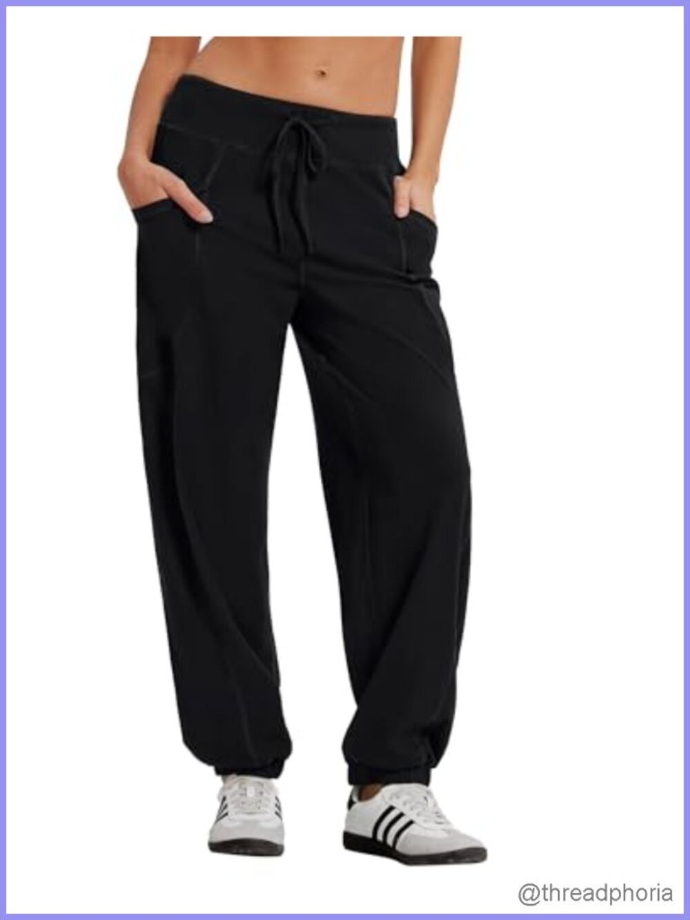 Cotton Blend Baggy Jogger Pants with Elastic Cuff, Casual Workout Track Pants